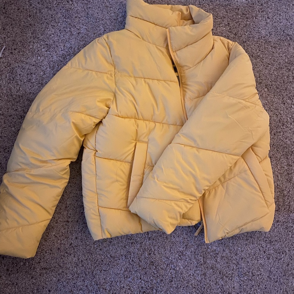 Yellow puffer coat from Abercrombie and fitch
